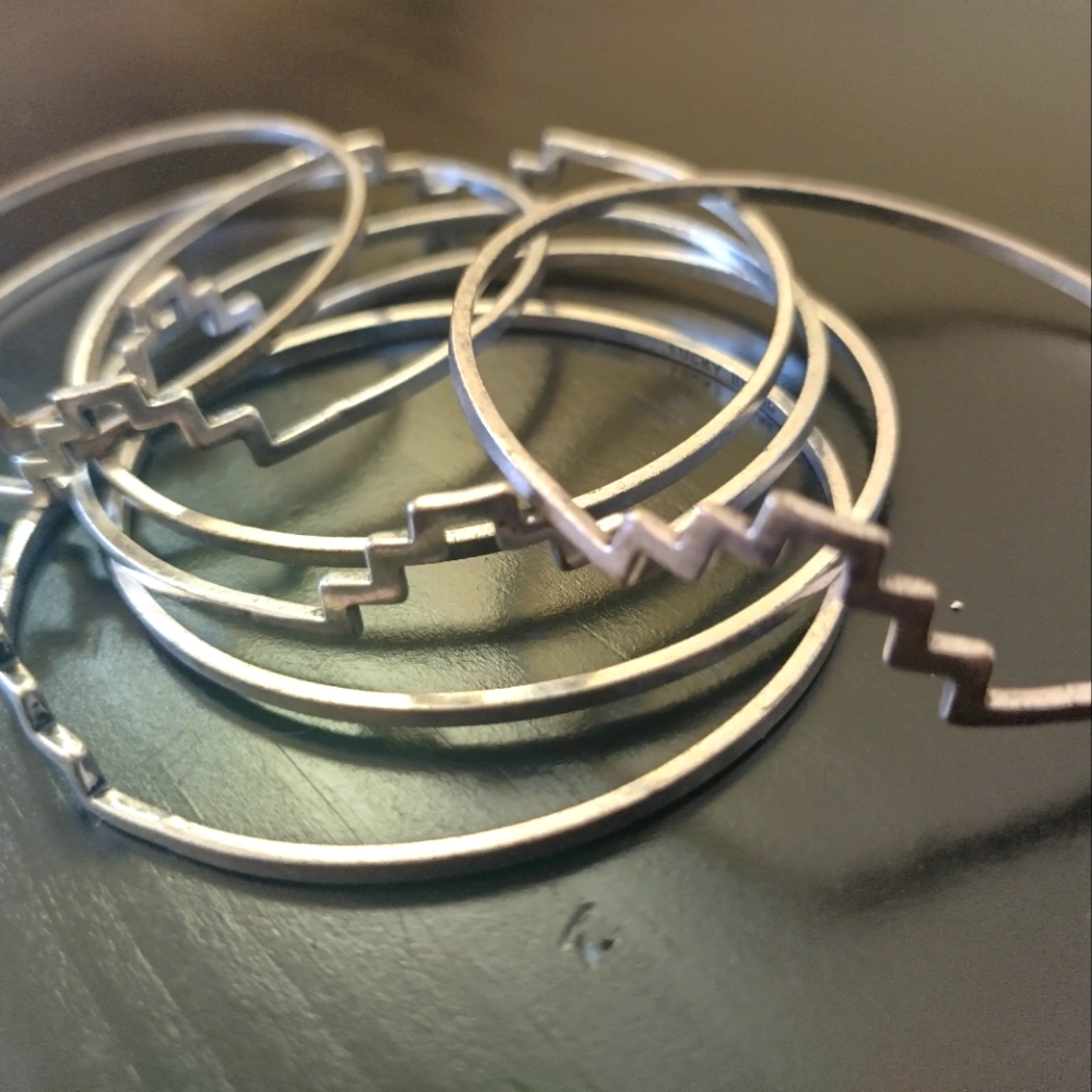 LUCKY BRAND silver geometric bangle bracelet set